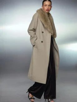 Sale Next Pierre - Manteau ceinturé avec col amovible en fausse fourrure