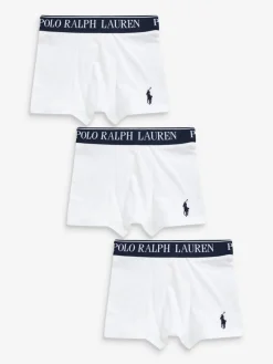 New Polo Ralph Lauren Garçons Waistband Blanc Boxer 3 Lot