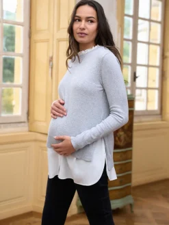 Best Seraphine Pull chemise et pull de maternité/d'allaitement en coton mélangé