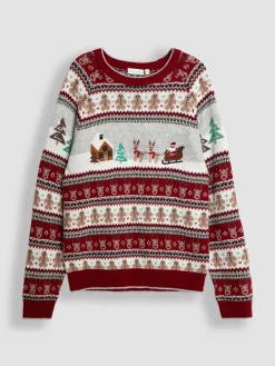 Best Jojo Maman Bébé Pull pour homme à motif jacquard Noël Scene