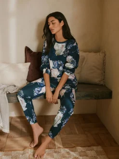 B by Ted Baker Pyjamas Bleu Fleuri|Femme Pyjamas|Tous Les Vêtements De Nuit Et Détente