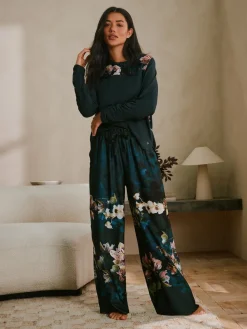 B by Ted Baker Pyjamas en jersey de satin fleuri bleu canard|Femme Vêtements Détente|Pyjamas