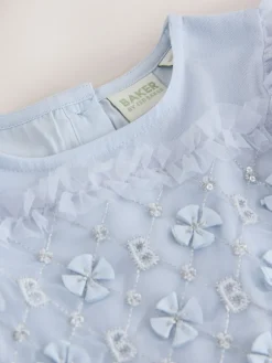 Baker by Ted Baker Robe bleue en maille brodée| Tenues Grandes Occasions|Robes