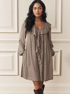 Laura Ashley Robe Court Heritage Carreaux à volants sur le devant|Femme Robes