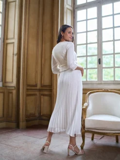 Clearance Seraphine Robe de Mariage Occasion Grossesse et Allaitement avec corsage en tweed et jupe Plissée flottante