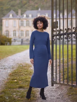 Clearance Seraphine Robe mi-longue de Grossesse et d'Allaitement en maille côtelée