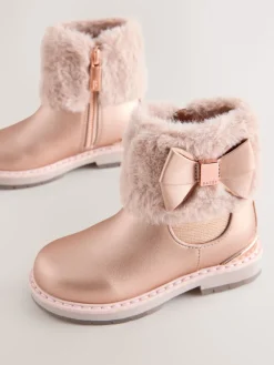 Baker by Ted Baker Rose - Bottes poignets en fausse fourrure avec nœud pour fille