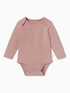 Hot Mori Rose - Body côtelé extensible à manches longues et encolure