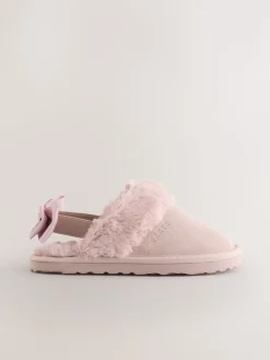 Baker by Ted Baker Rose - Chaussons mules fille en daim en fausse fourrure avec nœud| Chaussons