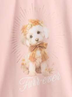Clearance Gap Rose avec chien - T-shirt graphique décontracté (4-13ans) (4-13ans)