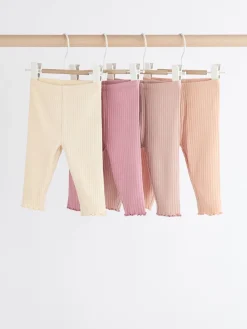 Outlet Next - Paquet de jambières pour bébé 4 (0mois-2ans) Rose en maille côtelée