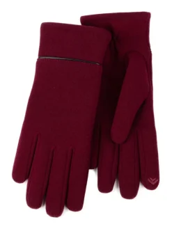Hot Totes Rouge - Gants d’hiver Isotoner Smartouch thermiques pour femme avec détails de passepoil