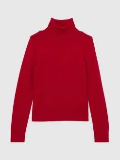 Best Reiss Rouge - Pull Corrine à col roulé et épaulette en laine