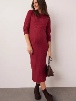 Best Next Rouge - Robe de grossesse à manches longues et allaitement