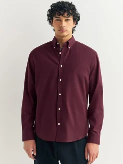 Best Next - Chemise Oxford stretch à manches longues Rouge bordeaux