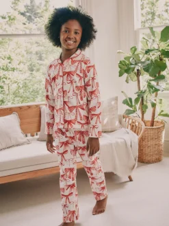 Clearance Next Rouge/Blanc Noeud Imprimé - Pyjama boutonné (3-16 ans)