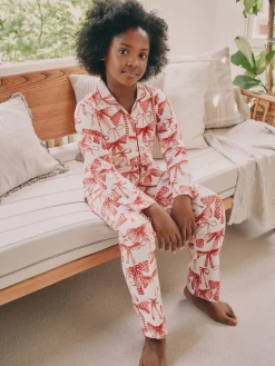 Clearance Next Rouge/Blanc Noeud Imprimé - Pyjama boutonné (3-16 ans)