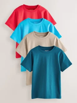 Best Next - Lot de 4 t-shirts à manches courtes (3-16 ans) Rouge/bleu/marine/neutre