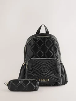 Baker by Ted Baker Sac à dos Filles Back To School noir matelassé avec étui à crayons| Sacs