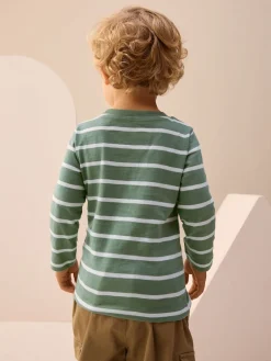 Best Next - T-shirt appliqué à manches longues (3 mois-7 ans) Safari à rayures vertes/blanches