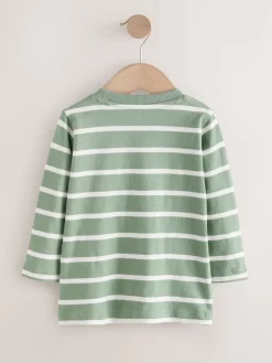 Best Next - T-shirt appliqué à manches longues (3 mois-7 ans) Safari à rayures vertes/blanches