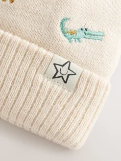Clearance Next - Pom Bonnet Chapeaux (3mths-10yrs) Safari neutre brodé