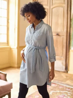 Clearance Seraphine Robe chemise en chambray de Denim de Grossesse et d’Allaitement