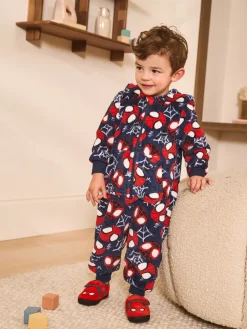 Best Next Spiderman bleu marine/rouge - Tout-en-un sous licence en polaire (9mois à10ans)