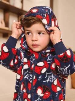 Best Next Spiderman bleu marine/rouge - Tout-en-un sous licence en polaire (9mois à10ans)