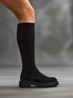Best Linzi Suede noire - Bottes extensibles Hallie hautes
