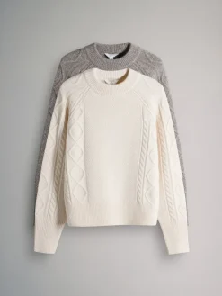 Clearance The Set 2 pulls en maille torsadée avec laine