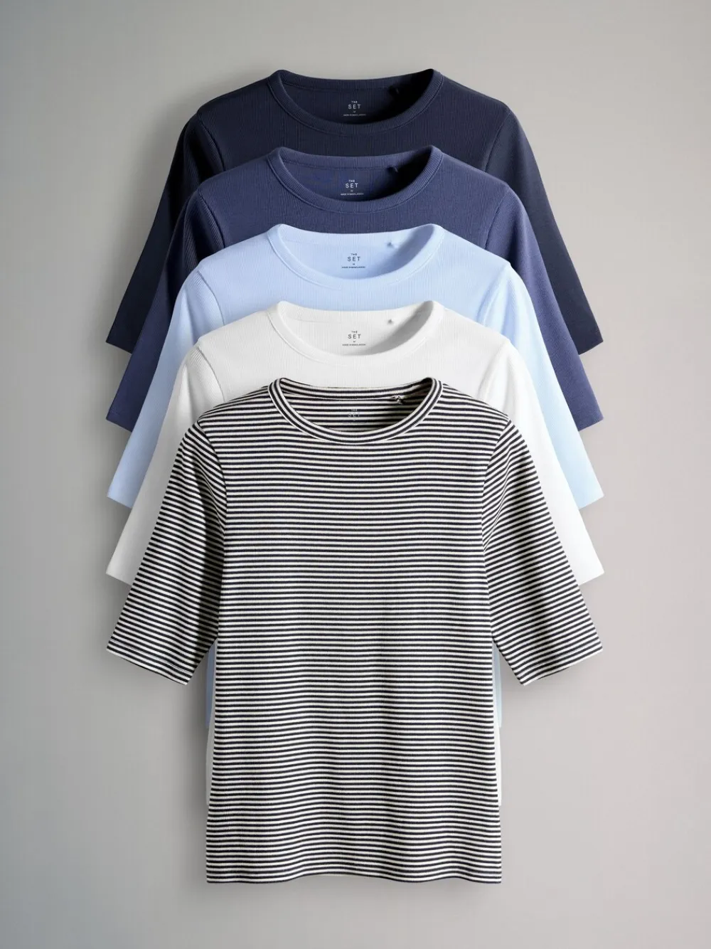 Clearance The Set lot de 5 t-shirts côtelés à manches mi-longues