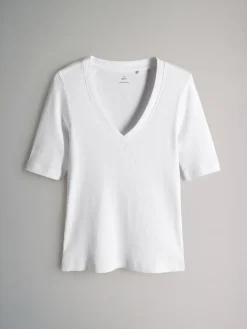 Online The Set lot de 5 t-shirts côtelés à manches courtes et col en V