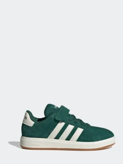 Outlet adidas - Baskets Grand Court 00s en daim à lacets élastiques pour enfant Vert