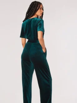 Apricot Vert - Combinaison en velours à manches ange|Femme Combi-Pantalons Et Combishorts