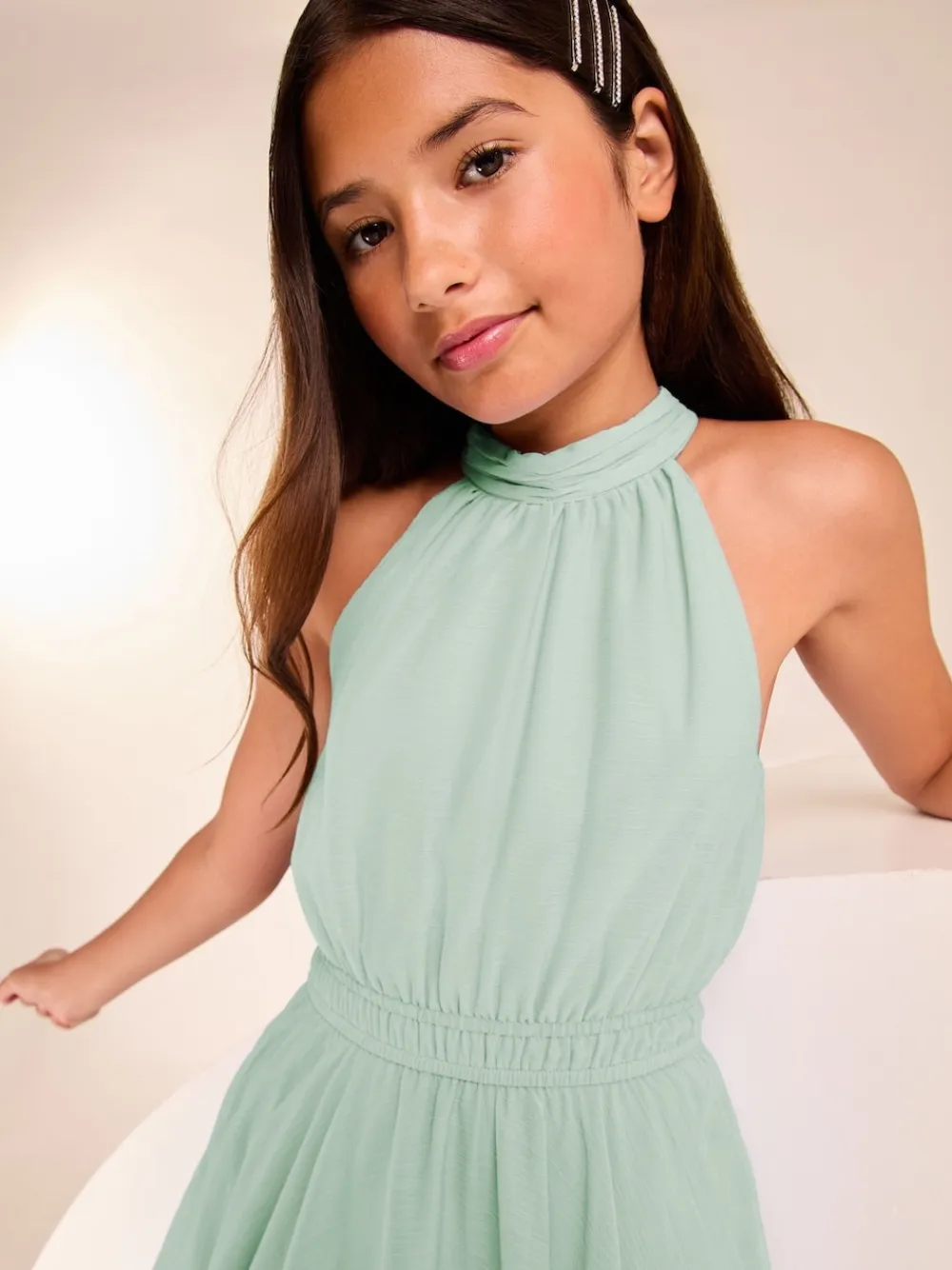 Discount Lipsy Vert - Ourlet mouchoir Halter Occasion Robe (7-16ans)
