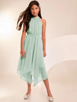 Discount Lipsy Vert - Ourlet mouchoir Halter Occasion Robe (7-16ans)