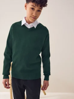 Discount Next - Pull scolaire tricoté à col en V (3-16ans) Vert