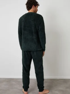 Threadbare Vert - Ensemble de vêtements d'intérieur bicolore Borg|Homme Vêtements Détente
