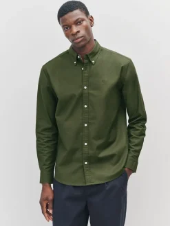 Best Next - Slim Fit (Slim Fit) - Chemise Oxford à manches longues vert foncé