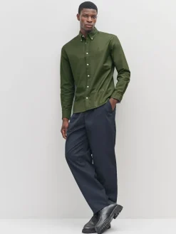 Best Next - Slim Fit (Slim Fit) - Chemise Oxford à manches longues vert foncé