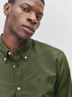 Best Next - Slim Fit (Slim Fit) - Chemise Oxford à manches longues vert foncé
