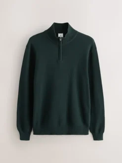 Best Next - Uni - Pull N.Premium Coupe classique 100% Coton Premium à fermeture éclair vert foncé