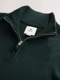 Best Next - Uni - Pull N.Premium Coupe classique 100% Coton Premium à fermeture éclair vert foncé