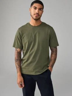 Discount Next - Ajustement régulier - T-shirt Essential Col rond en coton Vert kaki