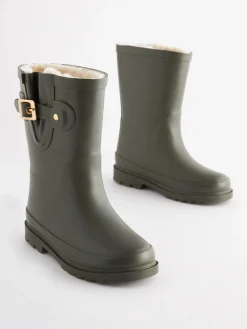 Sale Next Vert kaki - Bottes en caoutchouc avec doublure chaude