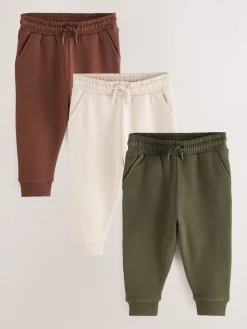 New Next Vert kaki / Marron rouille / Écru - Lot de 3 joggings Soft Touch (3mois-7ans)