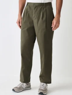 Sale Next Vert kaki - Pantalons chinos extensibles à double pli