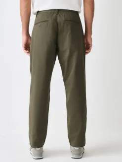 Sale Next Vert kaki - Pantalons chinos extensibles à double pli
