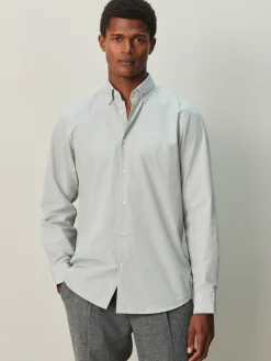 Sale Next Vert texturé - Chemise habillée à manches longues riche en coton
